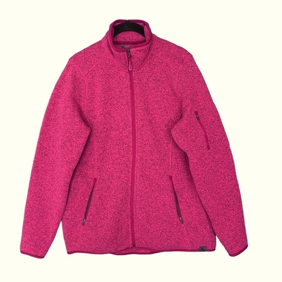 L.L. Bean Fleece Lined Zip Up Mock Neck Knit Jacket Medium Pink Regular - Picture 1 of 10